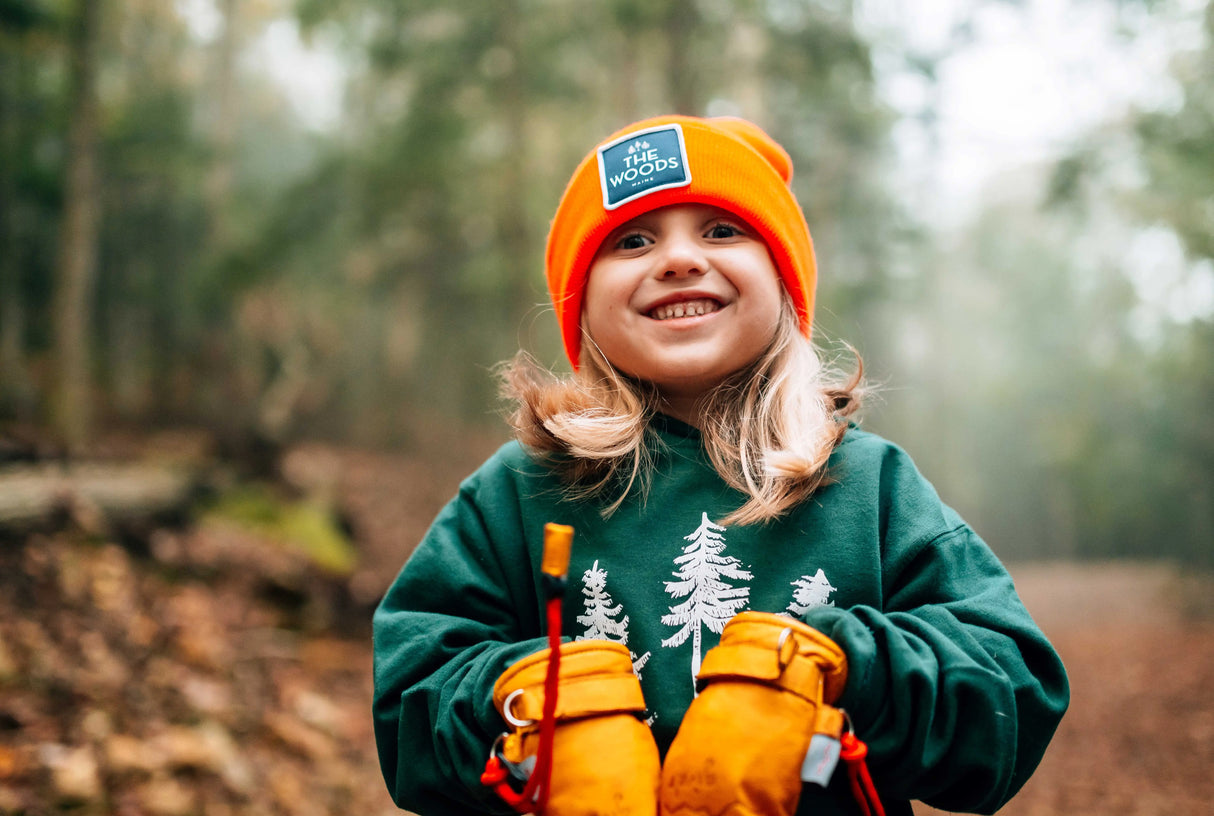 The Woods Maine®  Blaze Orange Patch Knit Hat - The Woods Maine