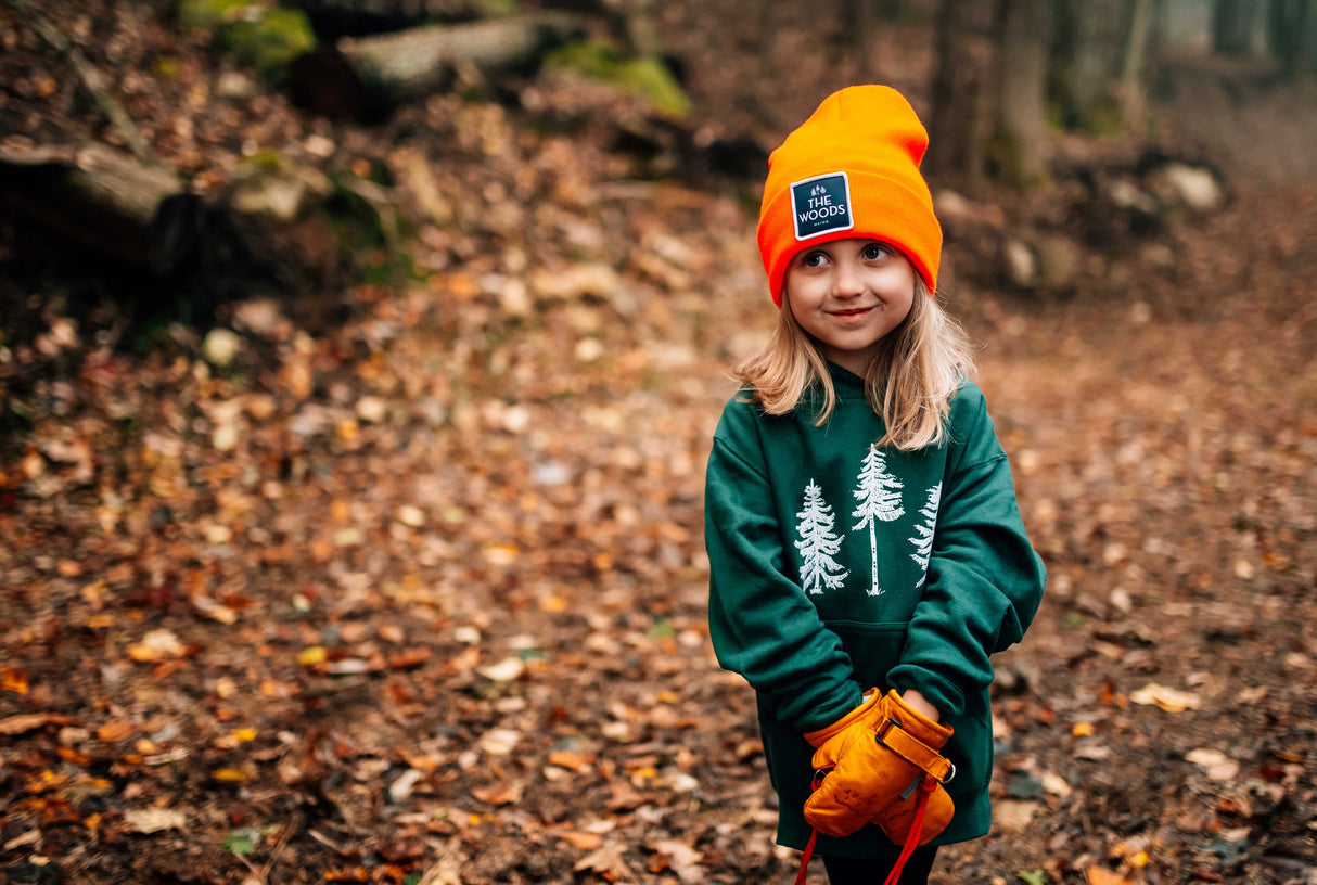 The Woods Maine®  Blaze Orange Patch Knit Hat - The Woods Maine