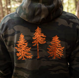 The Woods Maine® Embroidered Blaze Pines Camo Zip Maine Hoodie - The Woods Maine