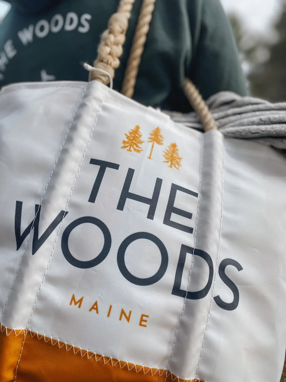 The Woods Maine® Medium Sea Bags® Tote with Pinstriped Liner and Clasp - The Woods Maine
