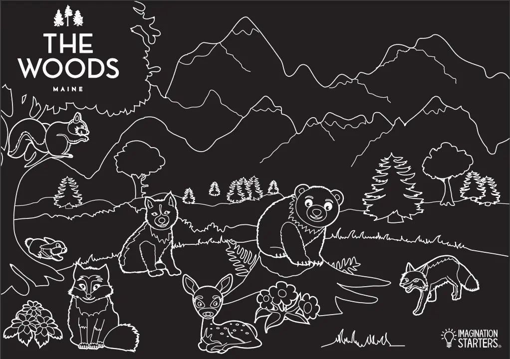 The Woods Maine® Woodland Critters Chalkboard Placemat - Imagination Starters Imagination Starters