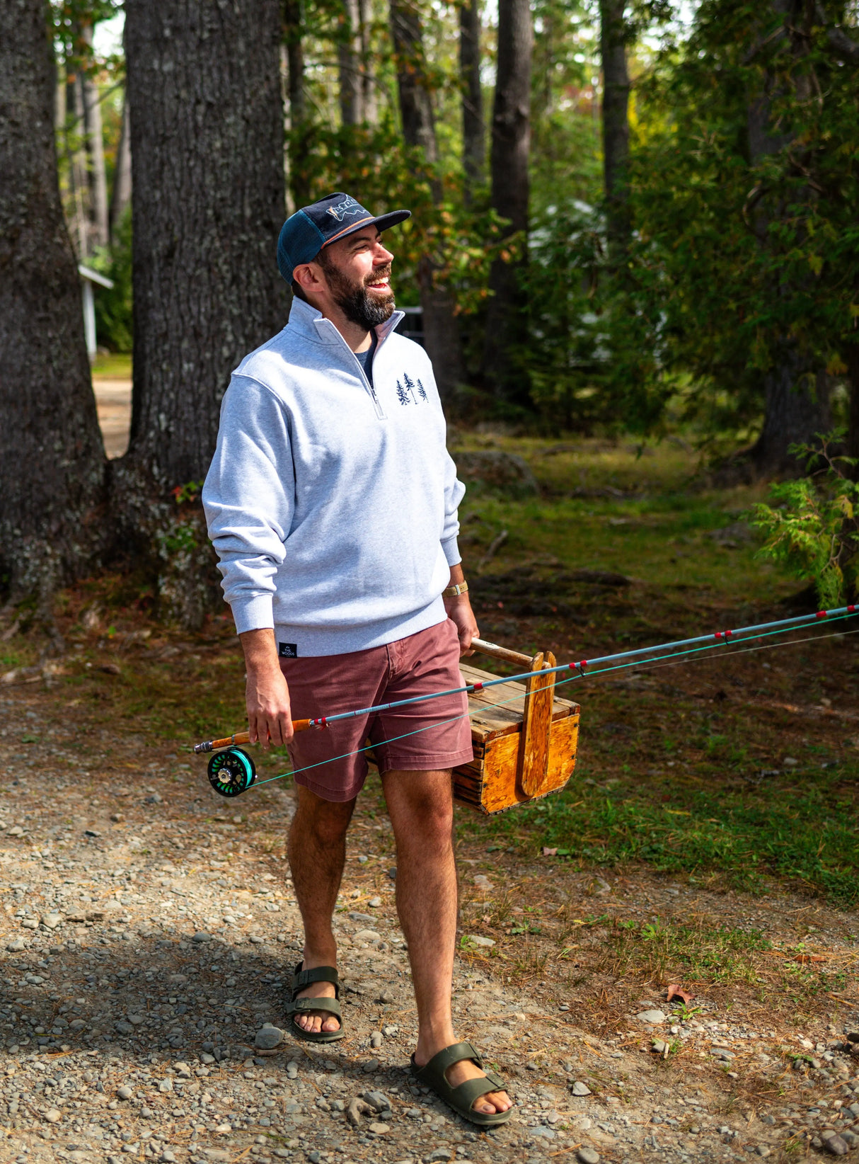 The Woods Maine®: Three Pines® Embroidered Adult Quarter Zip - The Woods Maine