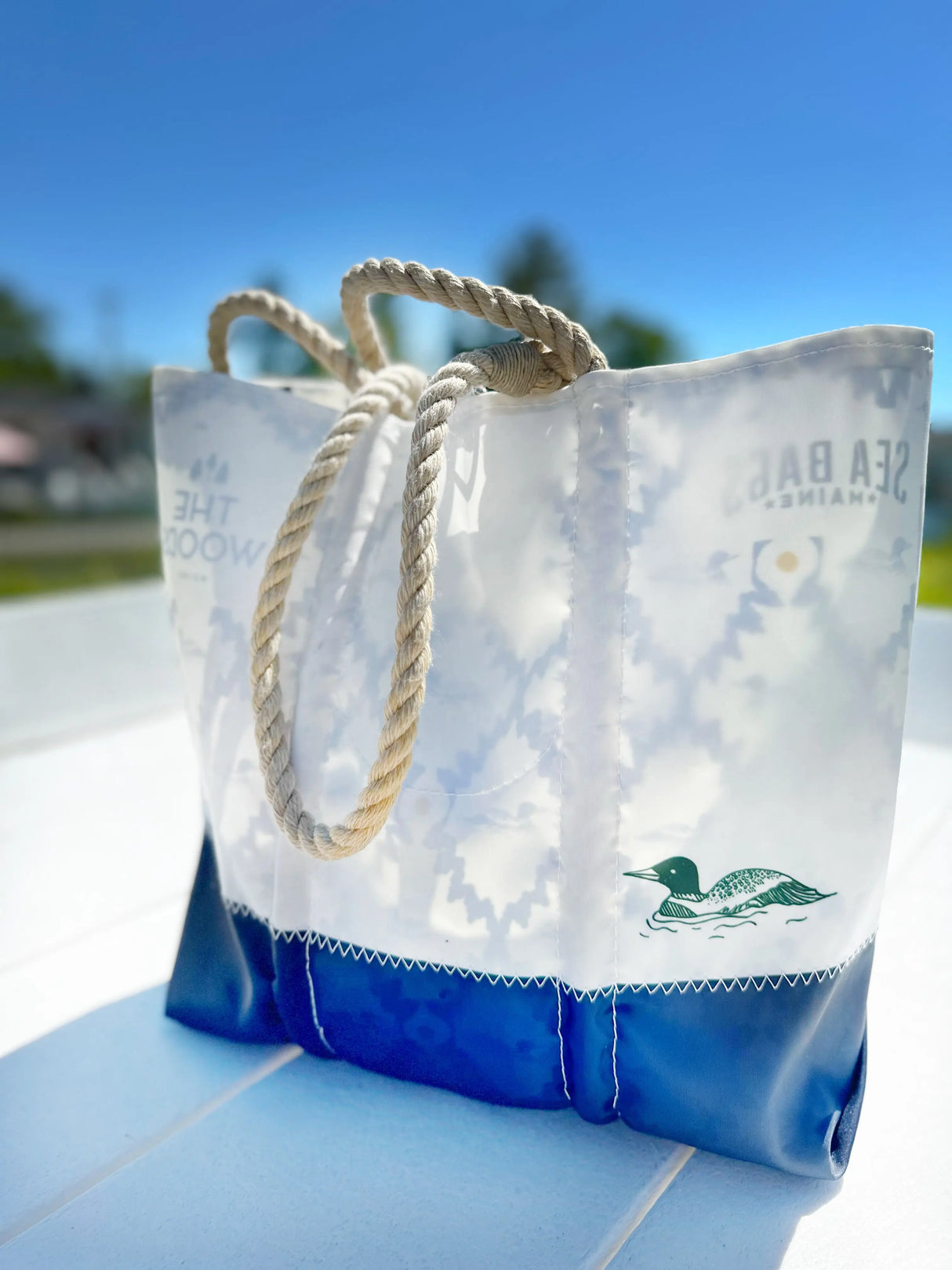 Three Pines: Loon Lined Sea Bags® Medium Tote with Clasp - The Woods Maine