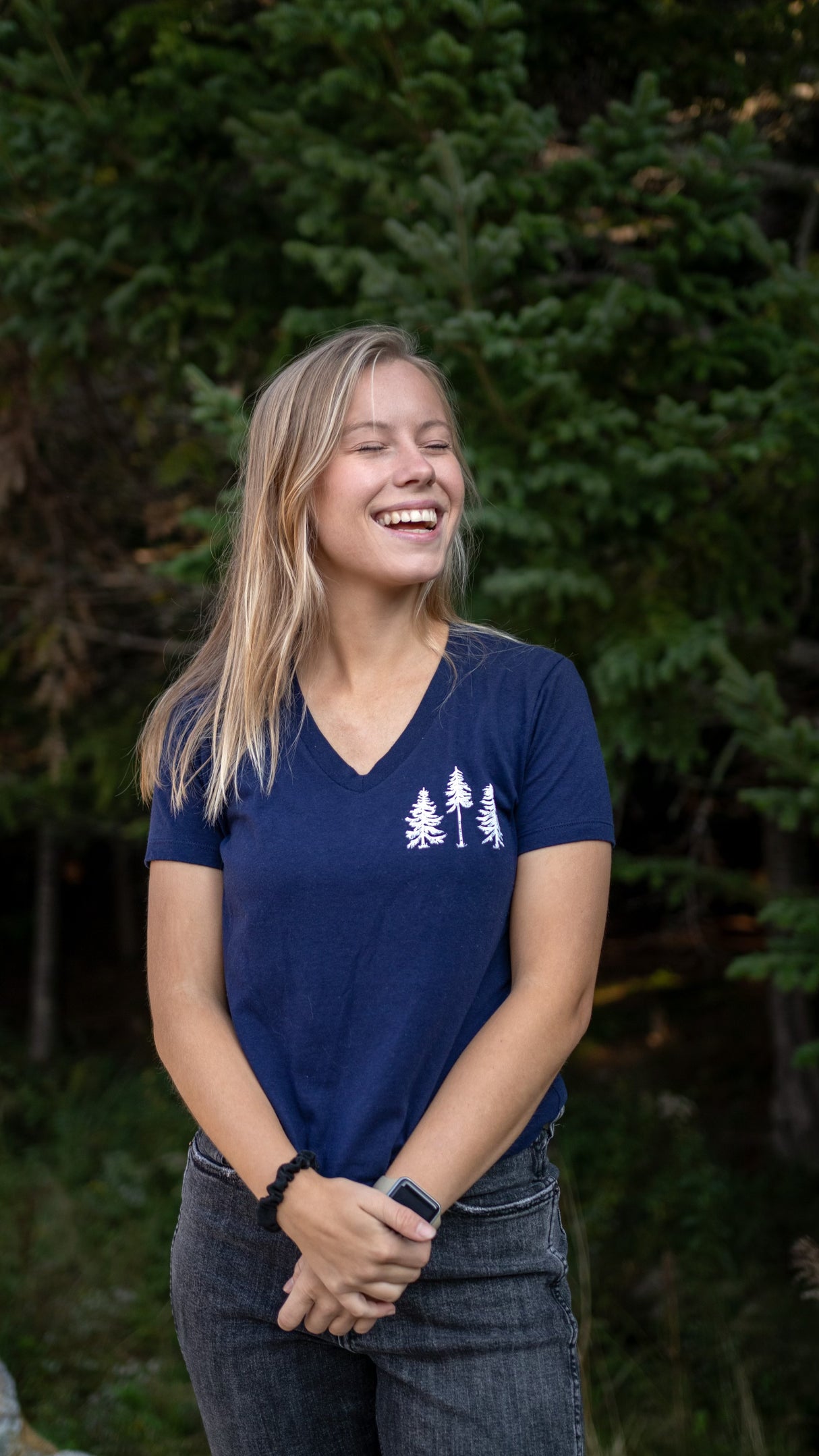 Three Pines® Womens V-Neck Short Sleeve Maine T-Shirt (2 Colors Available) - The Woods Maine