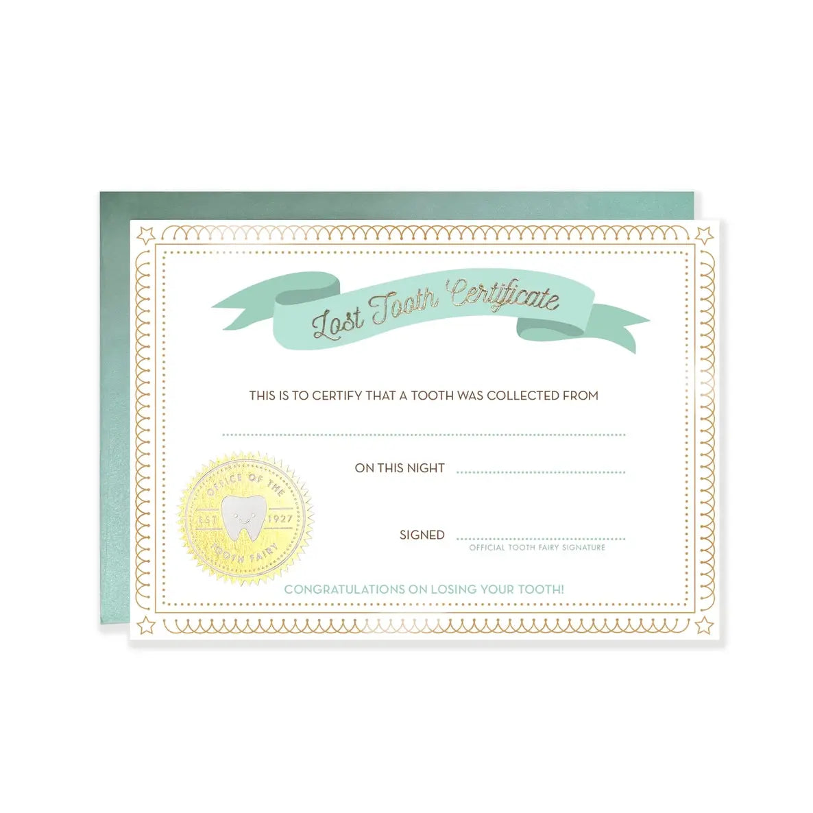 Tooth Fairy Lost Tooth Certificate - Sea Urchin Studio - The Woods Maine