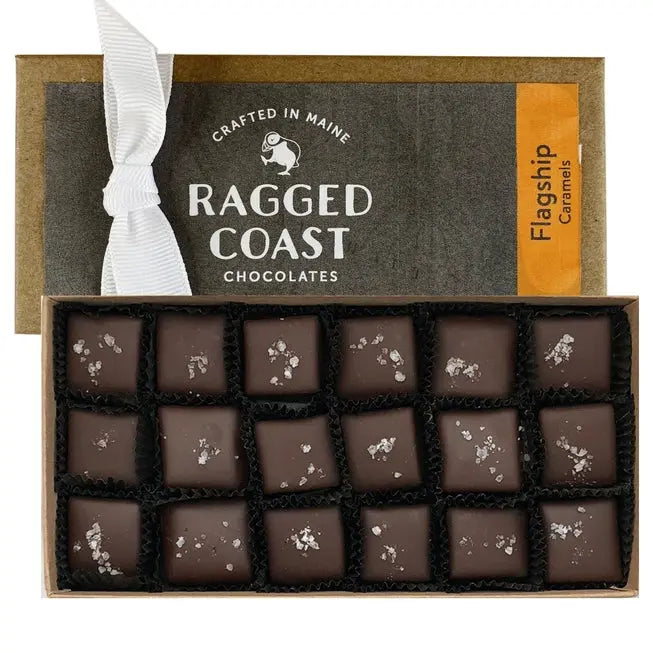 Vanilla & Sea Salt Flagship Caramels (Box of 18) - Ragged Coast Chocolate - The Woods Maine