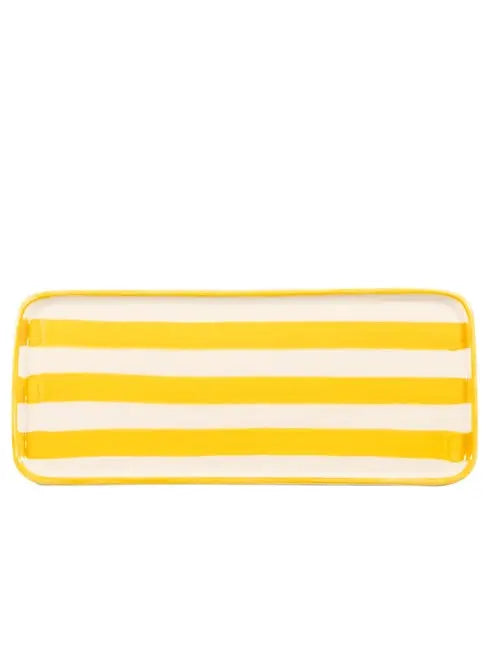 Yellow Stripe Stoneware Plate - Zafferano America - The Woods Maine