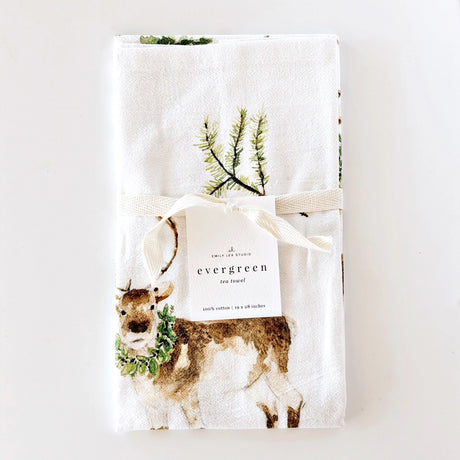 Evergreen Christmas Tea Towel - emily lex studio