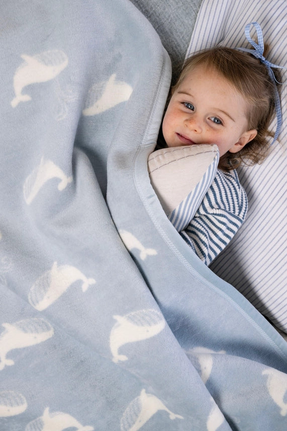 Big Blue Whale Mini Baby Blanket - Chappy Wrap