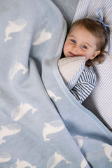 Big Blue Whale Mini Baby Blanket - Chappy Wrap