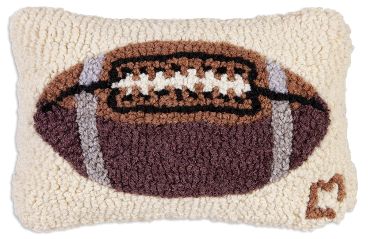 Football 8x12 Hand-Hooked Wool Pillow - Chandler 4 Corners