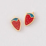 Strawberry Gold Earrings - Pip Pop Post