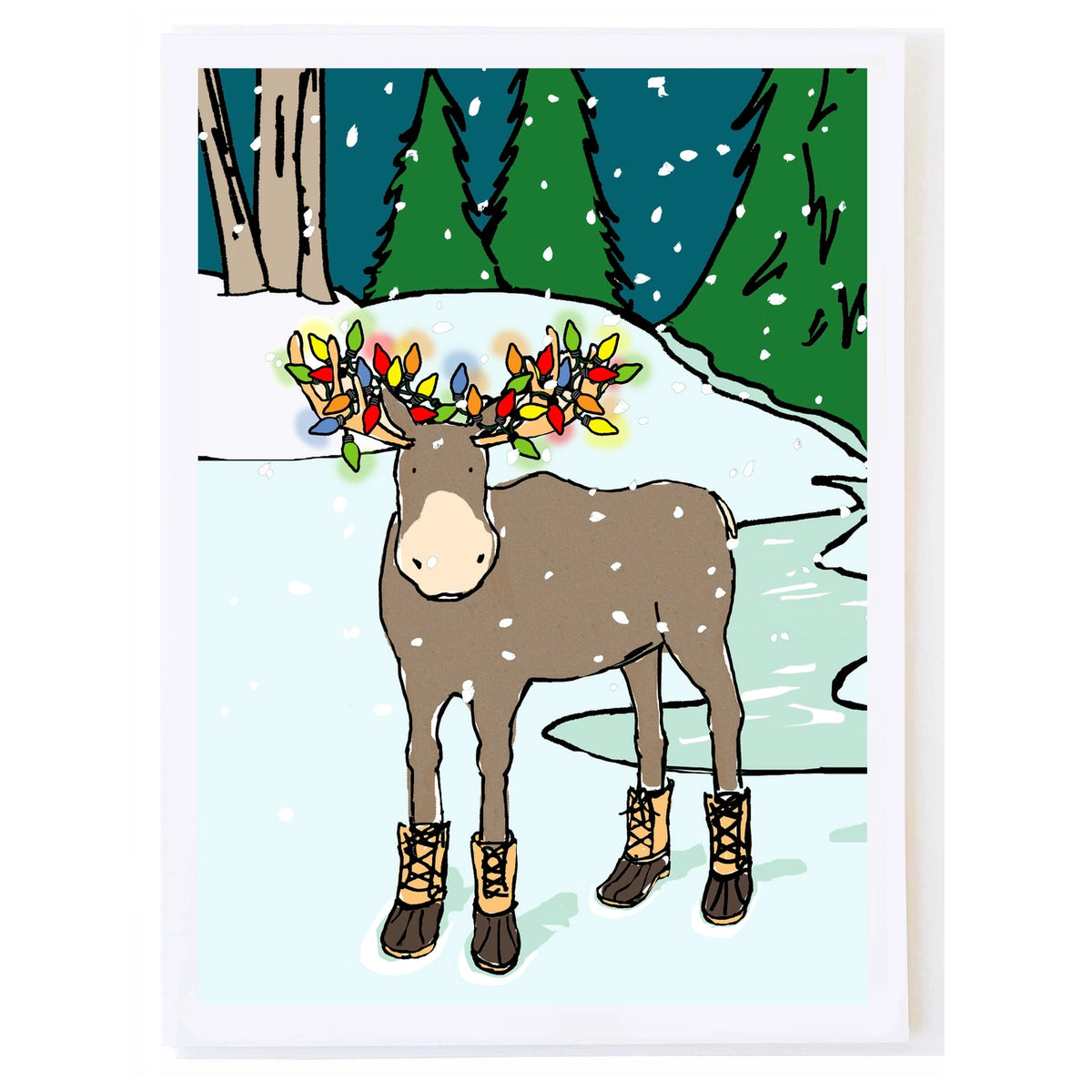 Moose in Boots Holiday Card - mollyOcards