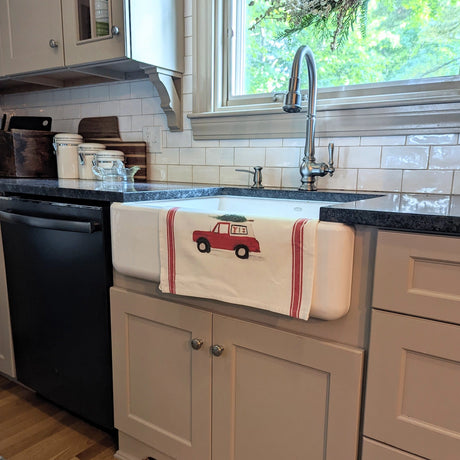 Red Truck and Tree Holiday Tea Towel - Finding Silver Pennies
