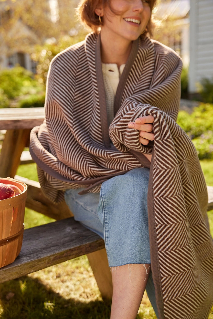 Harborview Herringbone Chocolate Blanket - ChappyWrap