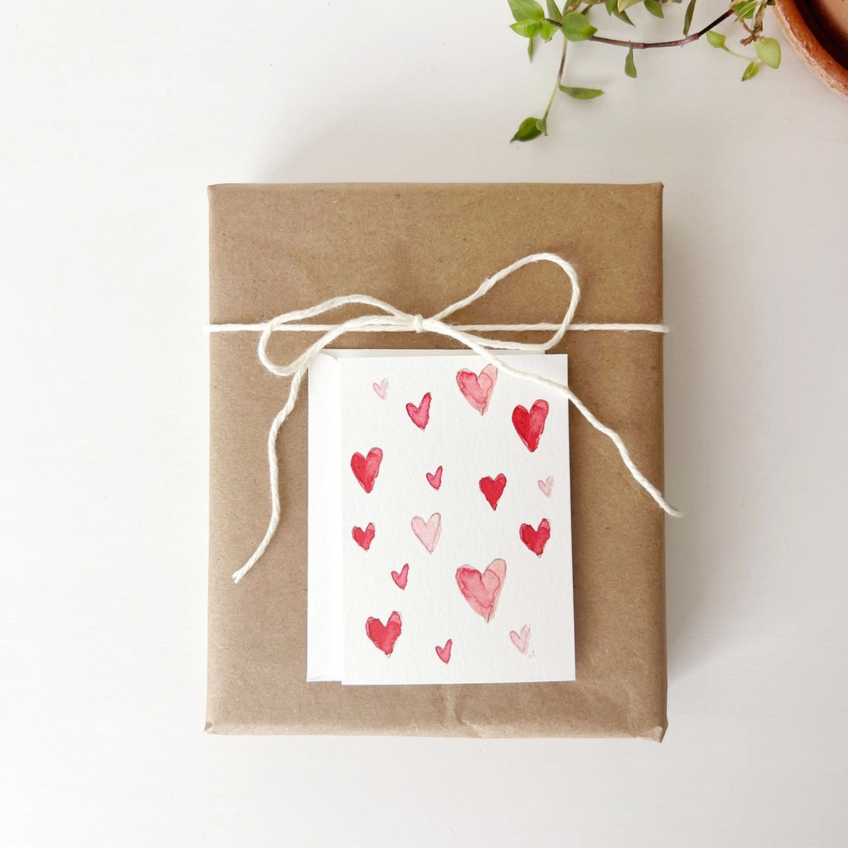 Red and Pink Hearts Mini Notecard - emily lex studio