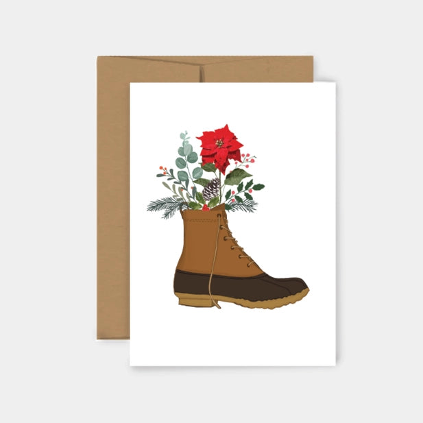 Holiday Boot Bouquet Greeting Card - Reclaimed Maine