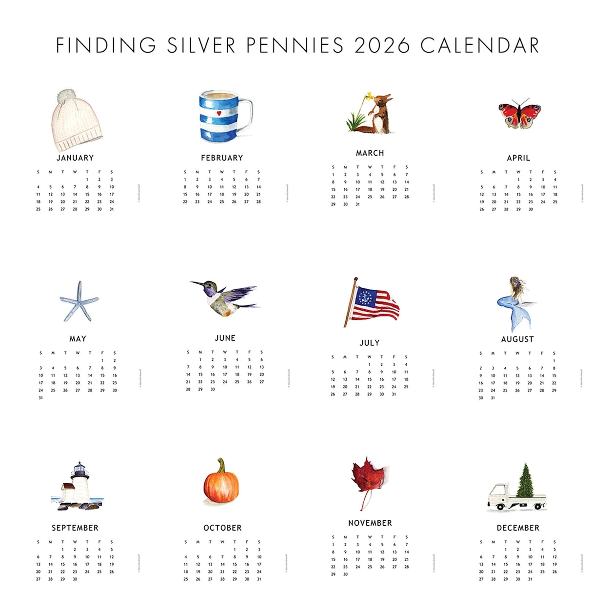 2026 Watercolor Desk Calendar - Finding Silver Pennies