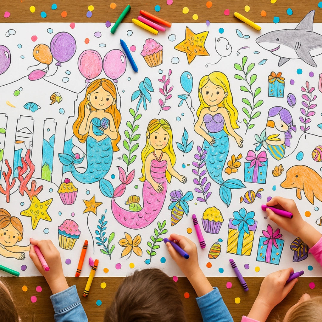 Mermaid Coloring Tablecloth - Creative Crayons Workshop