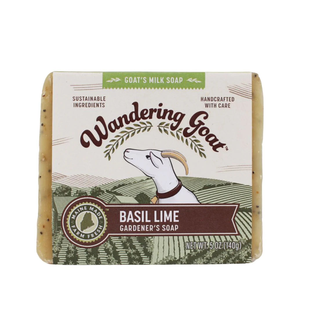 Gardener's Basil & Lime Goat Milk Soap - Wandering Goat Maine