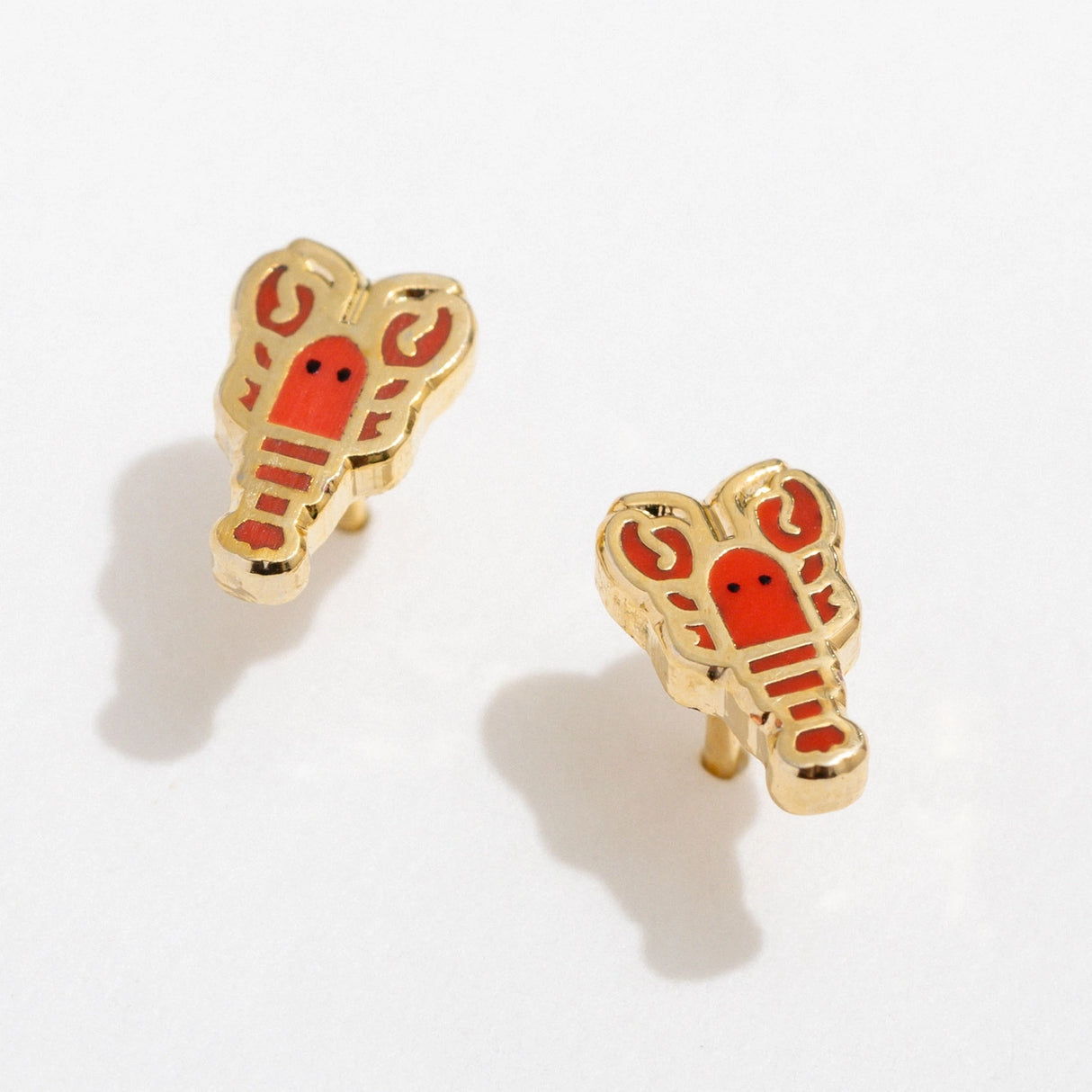 Lobster Enamel Stud Earrings - Larissa Loden