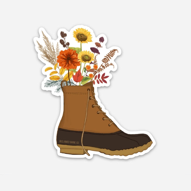 Fall Bouquet Maine Boot Sticker - Reclaimed Maine