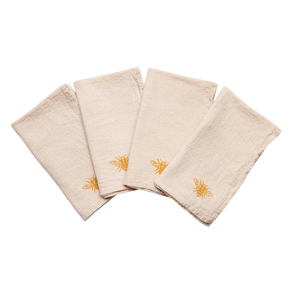 Honey Bee 100% Cotton Cloth Napkins (Set of 4) - Cinder + Salt