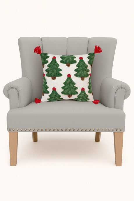 Tassle Trees Tufted Hook Pillow - Peking Handicraft