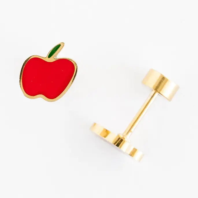Apple Stud Gold Earrings - Pip Pop Post