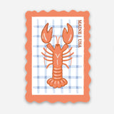 Lobster Postage Stamp Sticker - Reclaimed Maine