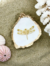 Gold Dragonfly Oyster Trinket Dish - Alison Brooke Designs | Handmade in Maine