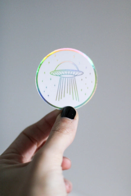 Holographic Pastel Rainbow UFO Sticker - S&D