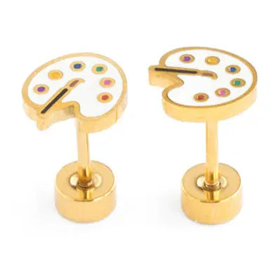Art Palette Stud Gold Earrings - Pip Pop Post