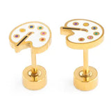 Art Palette Stud Gold Earrings - Pip Pop Post