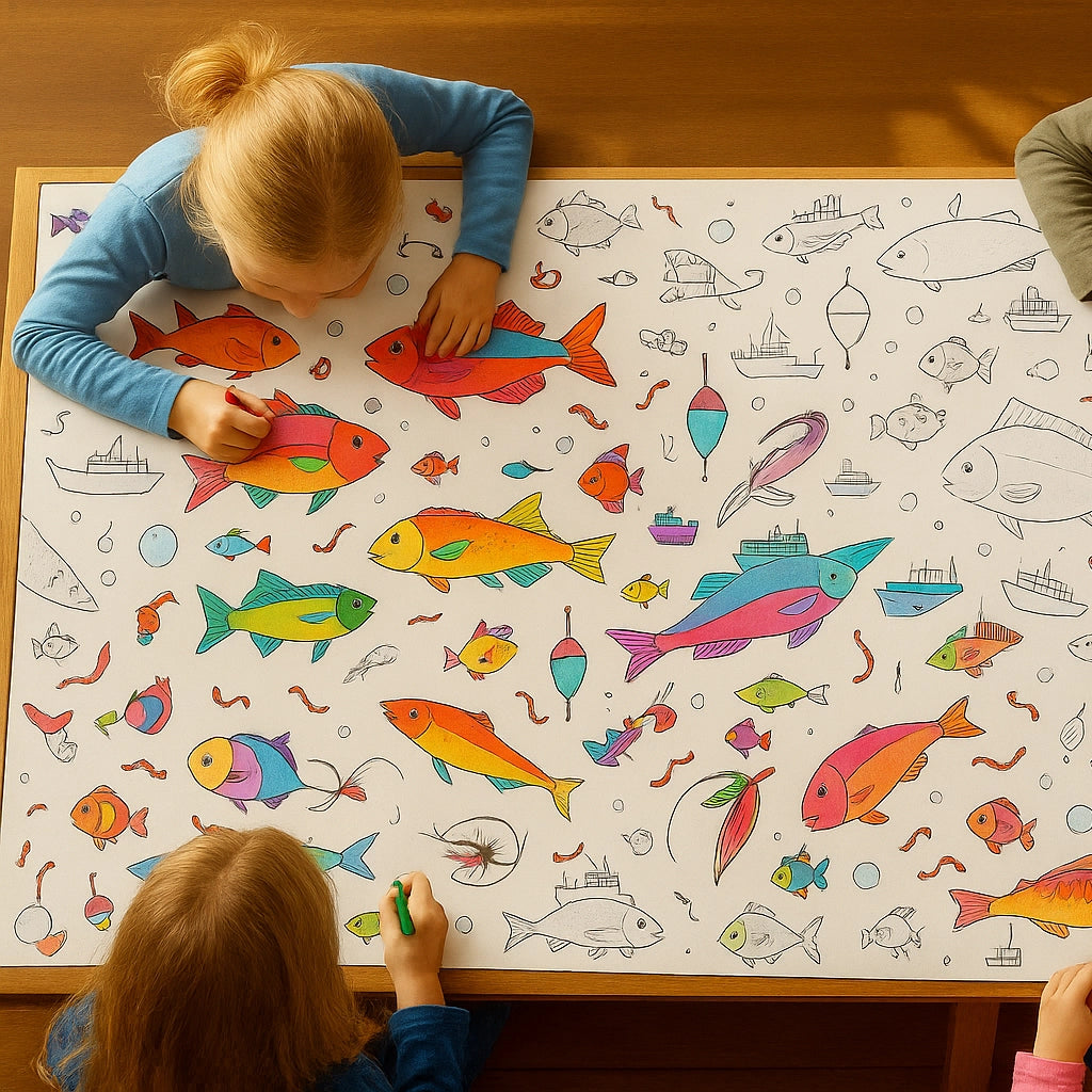 Fishing Coloring Tablecloth - Creative Crayons Workshop