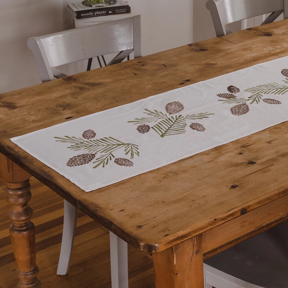 Pine & Cone Cotton Table Runner - Pretty Flours | MADE IN MAINE