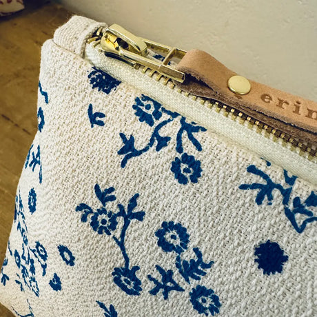 Royal Blue Floral Vines Makeup Bag - Erin Flett | MADE IN MAINE