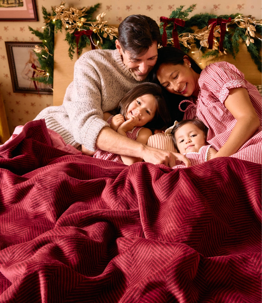 Harborview Herringbone Cranberry Blanket - ChappyWrap