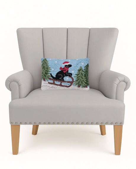 Black Lab Sledding Hook Pillow - Peking Handicraft
