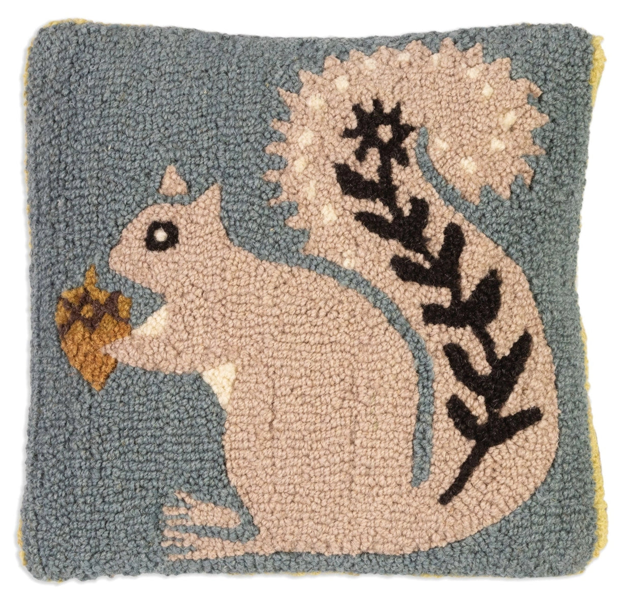 Grey Squirrel 14 x 14 Hand-Hooked Wool Pillow - Chandler 4 Corners