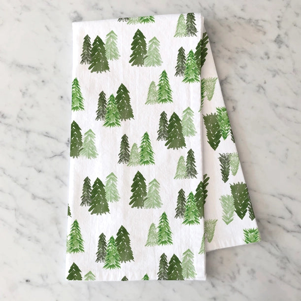 Watercolor Forest Trees Kitchen Tea Towel - Gert & Co