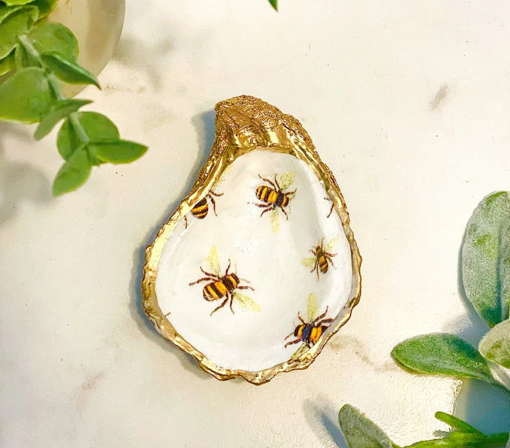 Busy Bee Oyster Trinket Dish - Alison Brooke Designs | Handmade in Maine