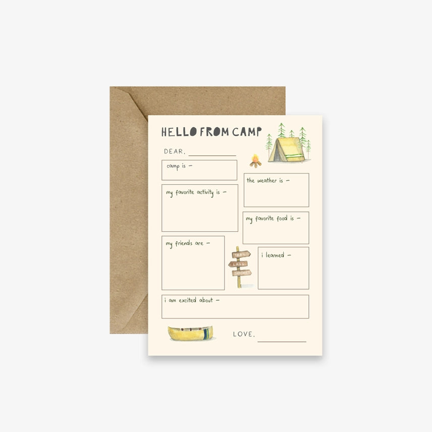 Hello From Camp Stationery Cards + Envelopes (Set of 10) - Emmy + Olly