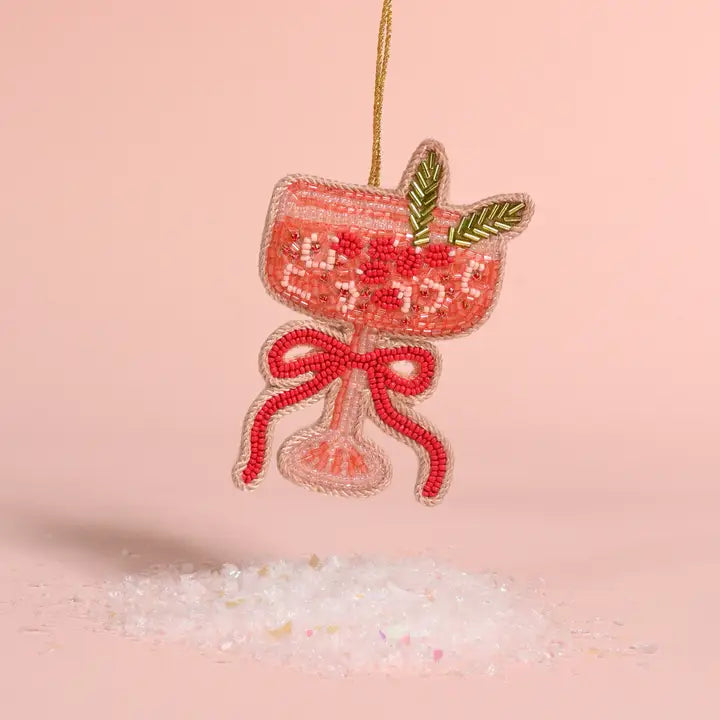 Cranberry Cosmo Holiday Handcrafted Beaded Ornament - The Darling Effect