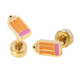 Pencil Gold Stud Earrings - Pip Pop Post