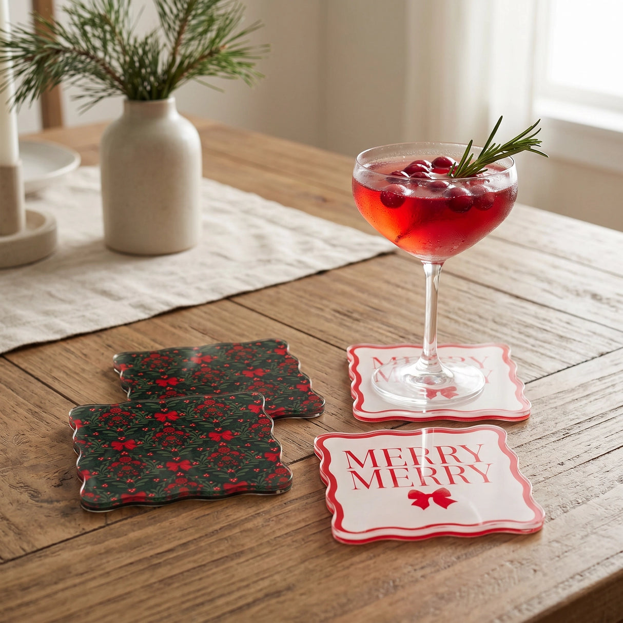 A Merry Moment Table Talk Acrylic Coaster Set - The Darling Effect