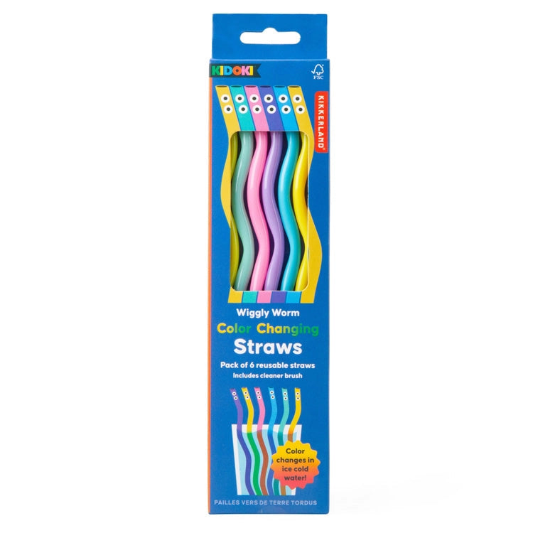 Kidoki Wigglyworm Color Change Straws - Kikkerland