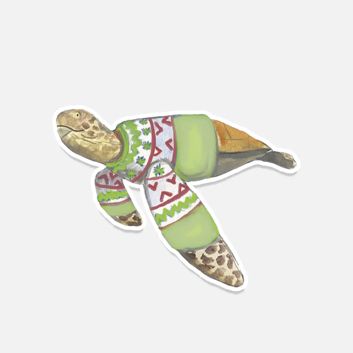 Holiday Sweater Turtle Sticker - Emmy + Olly