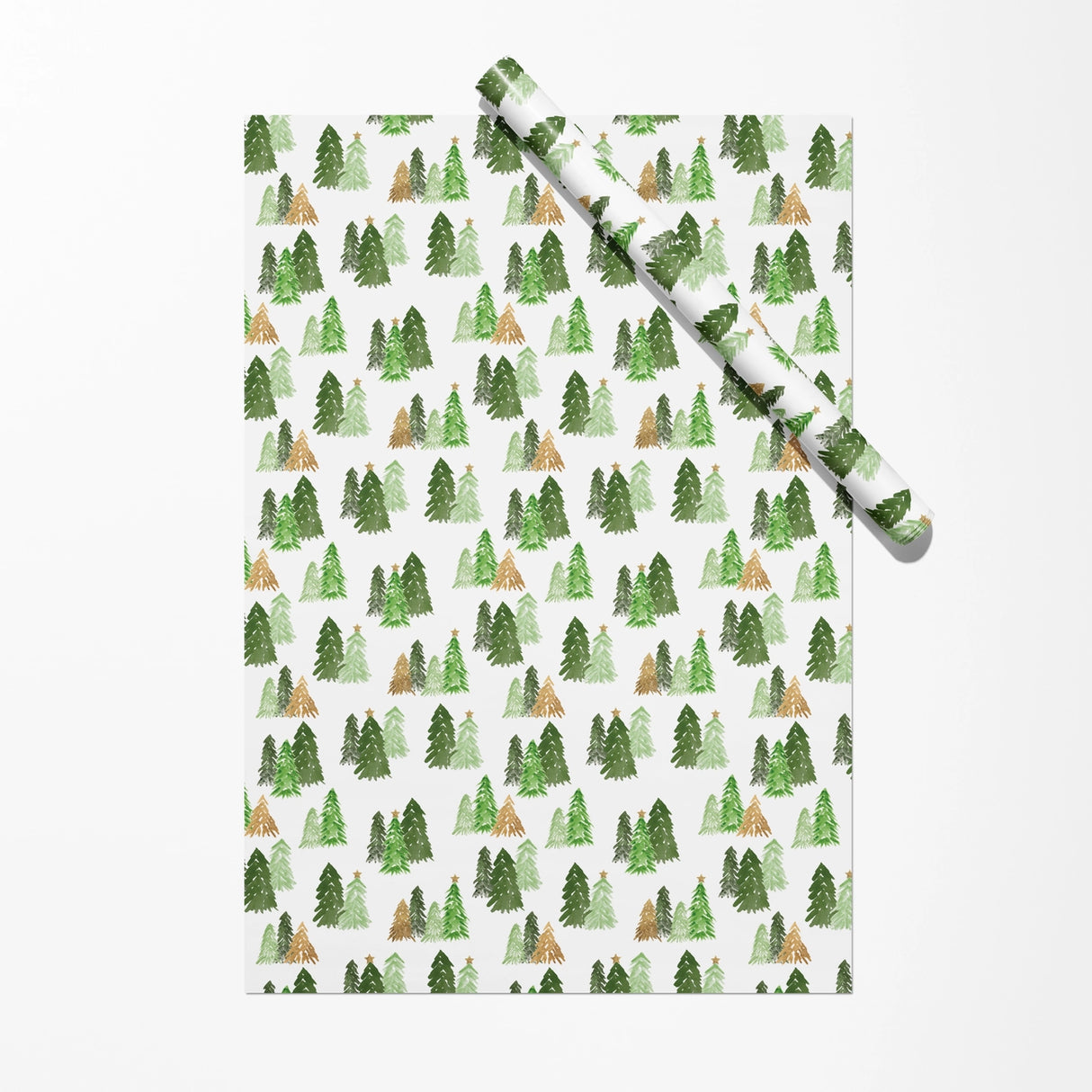 Forest Trees and Gold Stars Maine Gift Wrap - Gert & Co