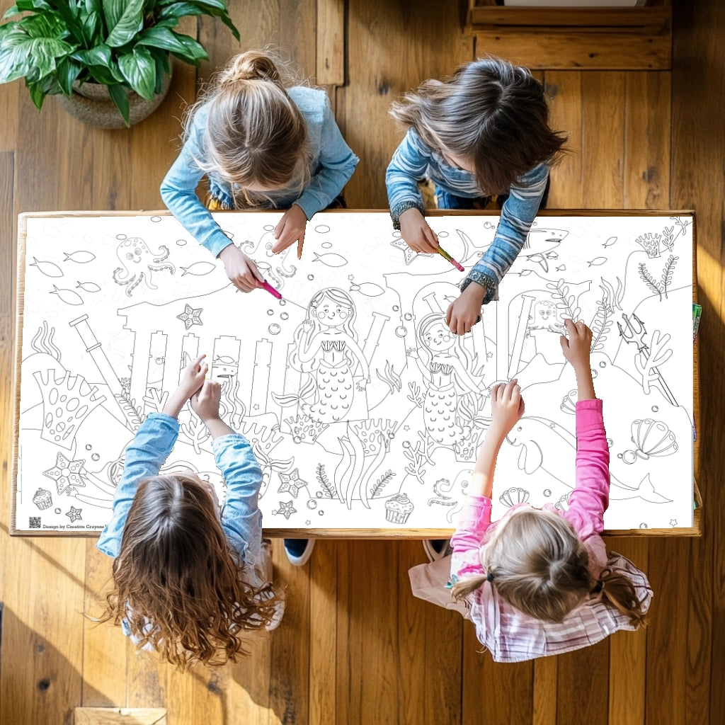 Mermaid Coloring Tablecloth - Creative Crayons Workshop
